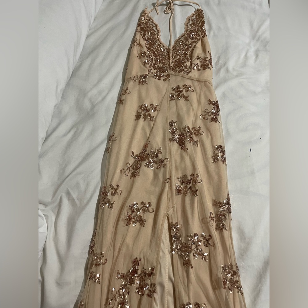 Beautiful champagne/ rose gold long dress